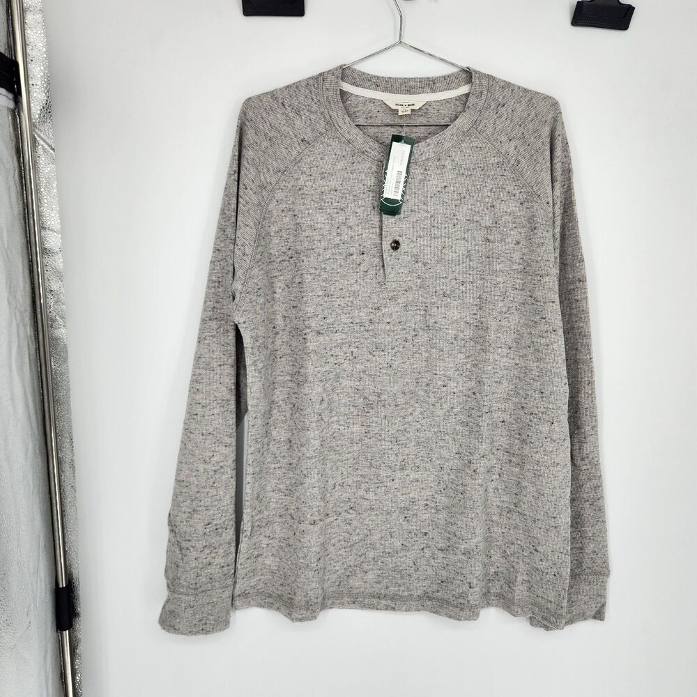 Julian & Mark‎ Light Grey Large Brushed Textured Raglan Henley NWT